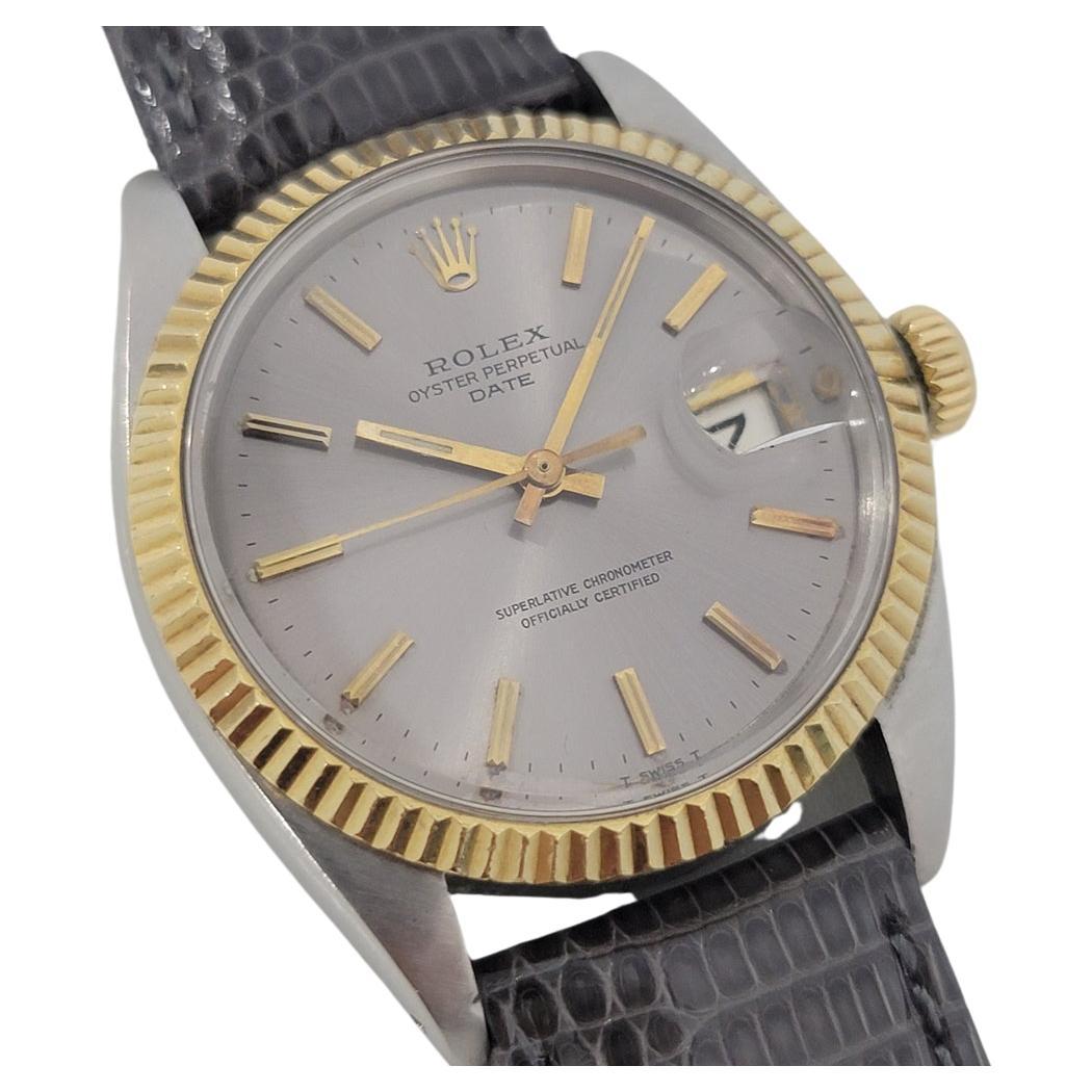 Mens Rolex Oyster Perpetual Date 1500 1960s 18k Gold ss Automatic RJC145G For Sale