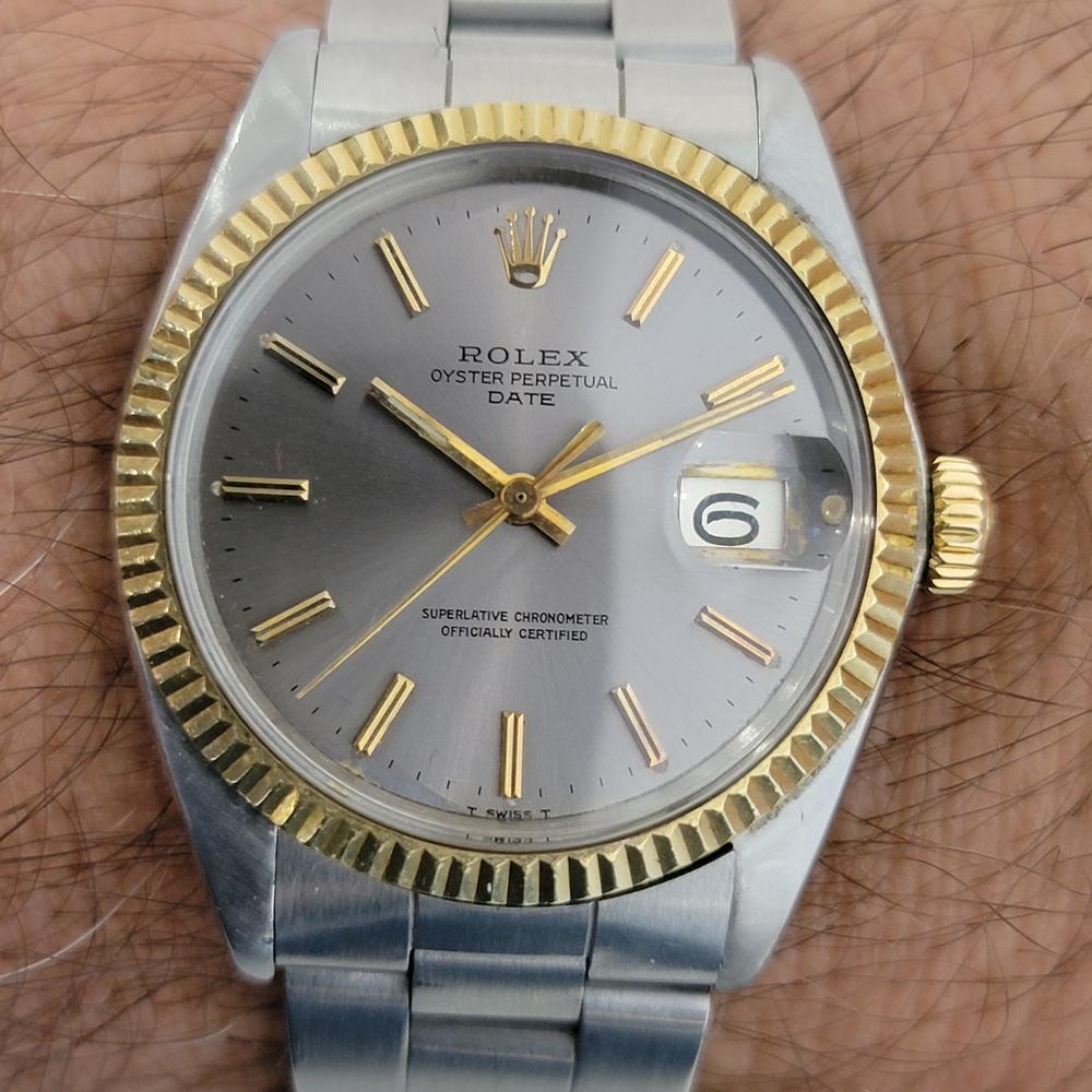 Mens Rolex Oyster Perpetual Date 1500 1960s 18k Gold ss Vintage Automatic RJC145 For Sale 6