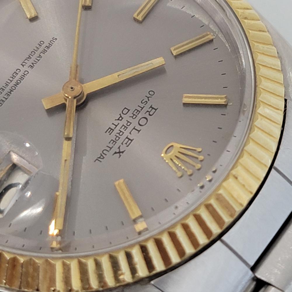 Mens Rolex Oyster Perpetual Date 1500 1960s 18k Gold ss Vintage Automatic RJC145 In Excellent Condition For Sale In Beverly Hills, CA
