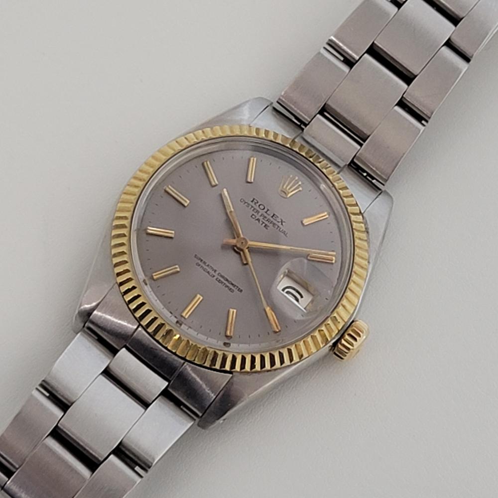Men's Mens Rolex Oyster Perpetual Date 1500 1960s 18k Gold ss Vintage Automatic RJC145 For Sale