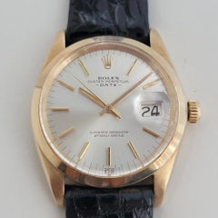 Herren Rolex Oyster Perpetual Date 1500 34mm 18k Gold Automatik 1960er Jahre Schweizer RA411