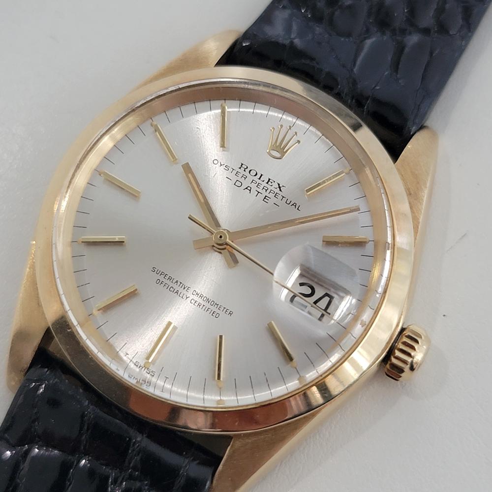 De los hombres Mens Rolex Oyster Perpetual Date 1500 34mm 18k Gold Automatic 1960s Swiss RA411