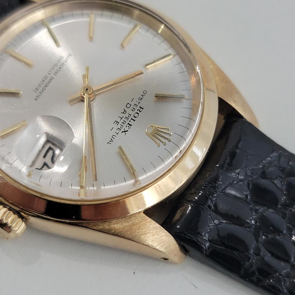 Mens Rolex Oyster Perpetual Date 1500 34mm 18k Gold Automatic 1960s Swiss RA411 1