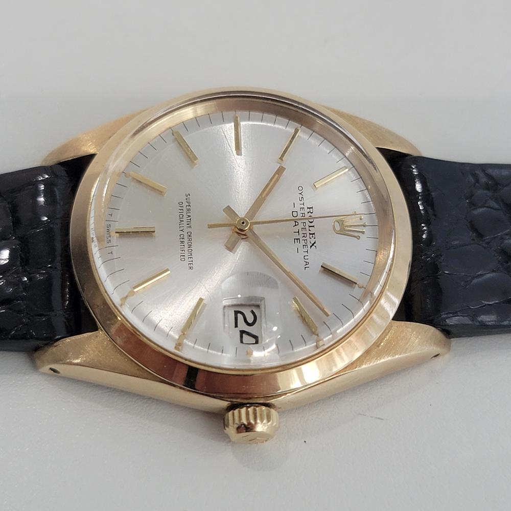 Mens Rolex Oyster Perpetual Date 1500 34mm 18k Gold Automatic 1960s Swiss RA411 2