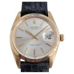 Mens Rolex Oyster Perpetual Date 1500 34mm 18k Gold Automatic 1960s Swiss RA411