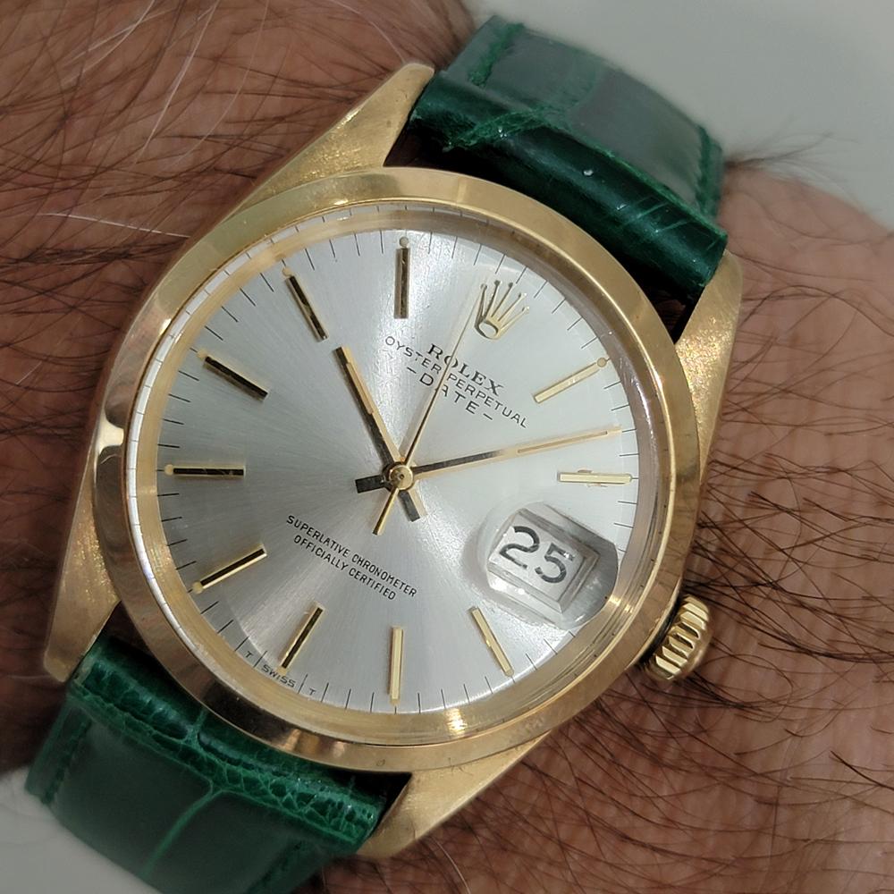 Mens Rolex Oyster Perpetual Date 1500 34mm 18k Gold Automatic 1960s Swiss RA411G 7