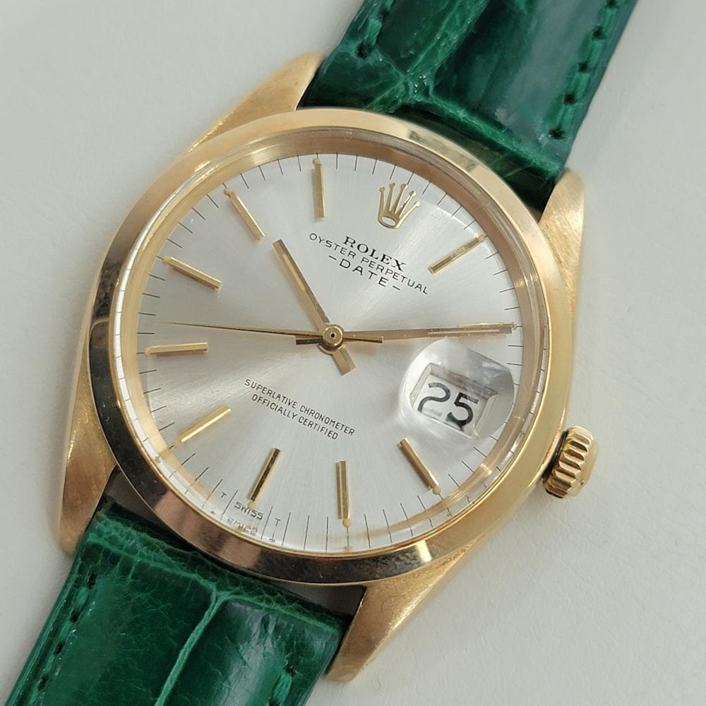 Men's Mens Rolex Oyster Perpetual Date 1500 34mm 18k Gold Automatic 1960s Swiss RA411G