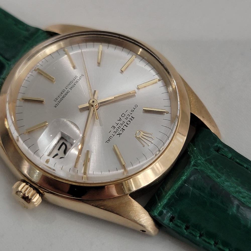Mens Rolex Oyster Perpetual Date 1500 34mm 18k Gold Automatic 1960s Swiss RA411G 1