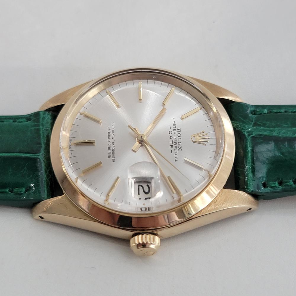 Mens Rolex Oyster Perpetual Date 1500 34mm 18k Gold Automatic 1960s Swiss RA411G 2