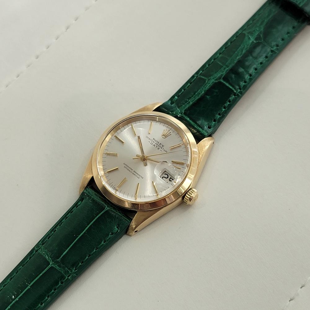Mens Rolex Oyster Perpetual Date 1500 34mm 18k Gold Automatic 1960s Swiss RA411G 3