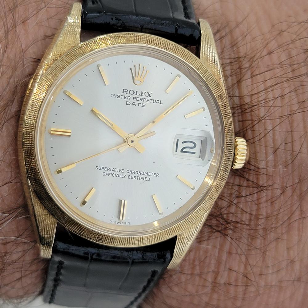 Mens Rolex Oyster Perpetual Date 1500 35mm 14K Gold 1960s Automatic Swiss RA267 For Sale 5