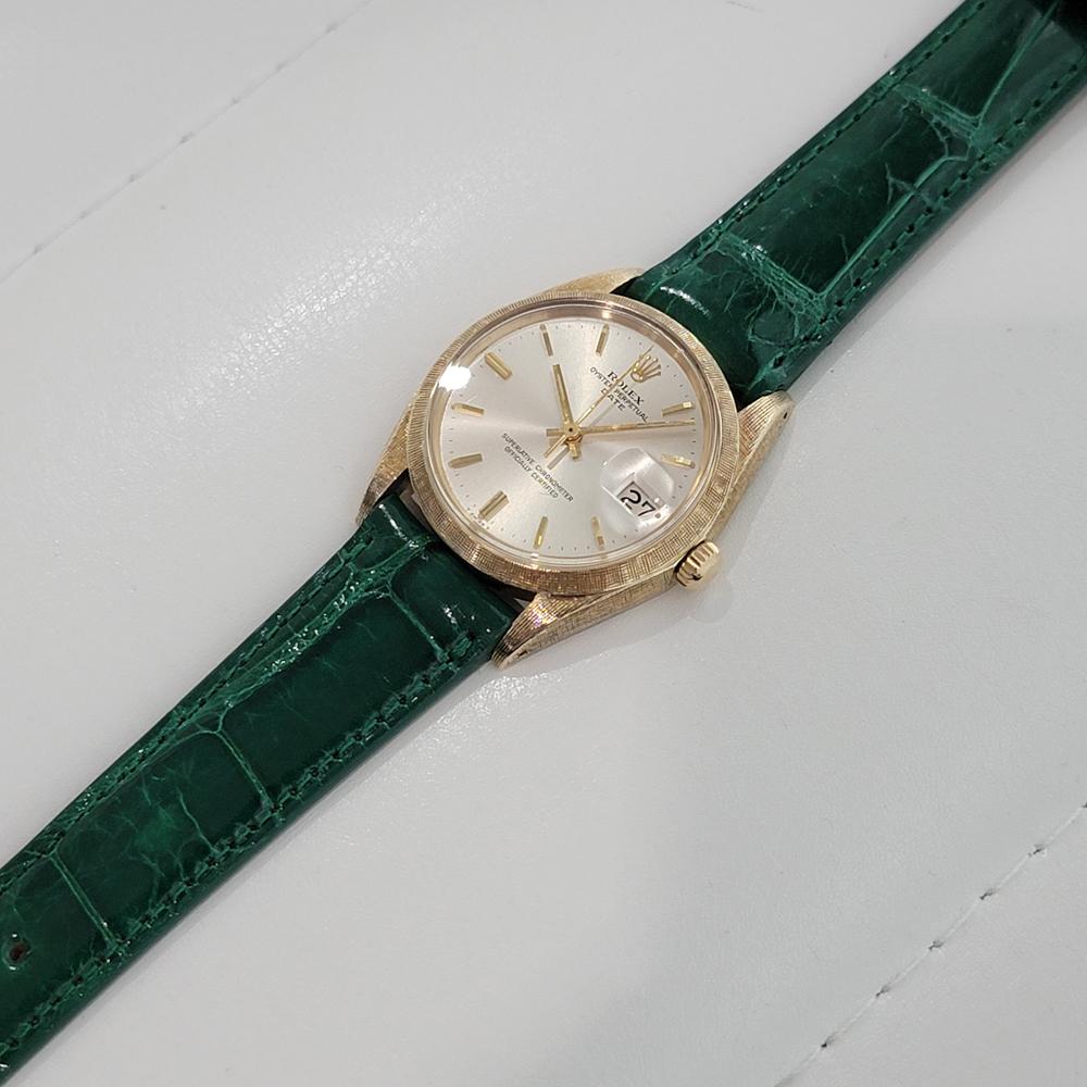 Homme Rolex Oyster Perpetual Date 1500 35mm 14K Gold Automatic 1960s RA267G en vente 2