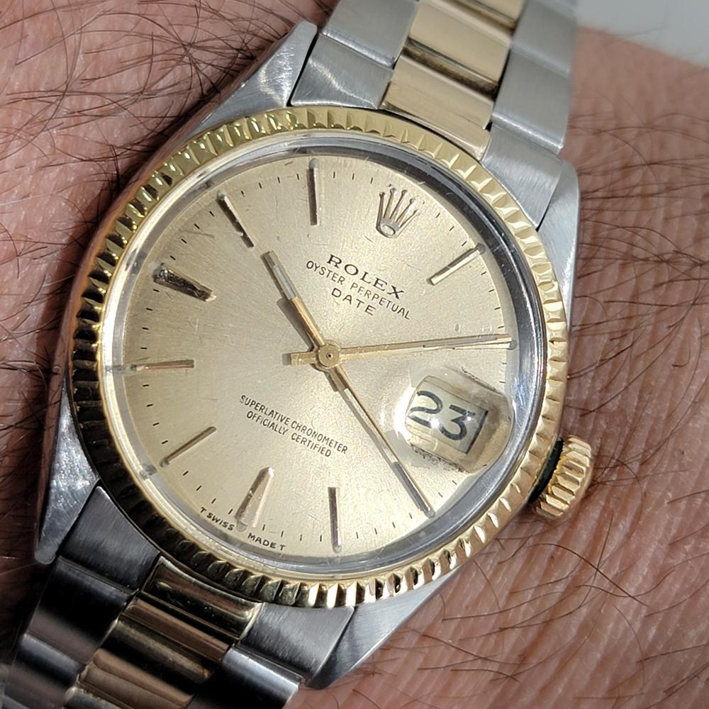 Mens Rolex Oyster Perpetual Date 1500 14k Gold ss Automatic 1960s RA168 For Sale 6