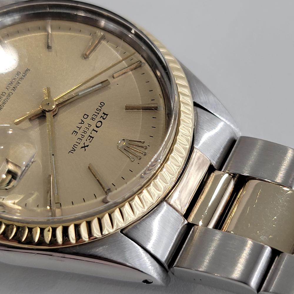 Mens Rolex Oyster Perpetual Date 1500 14k Gold ss Automatic 1960s RA168 In Excellent Condition For Sale In Beverly Hills, CA