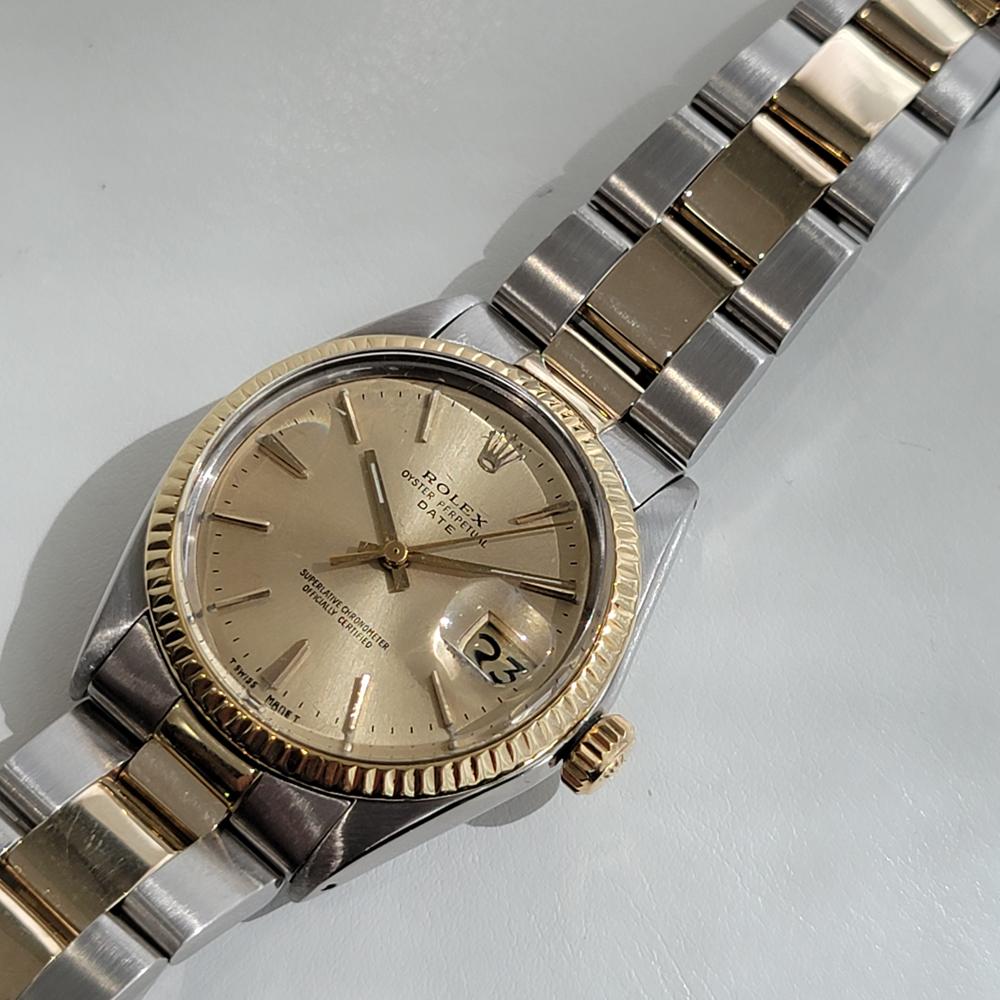 Men's Mens Rolex Oyster Perpetual Date 1500 14k Gold ss Automatic 1960s RA168 For Sale