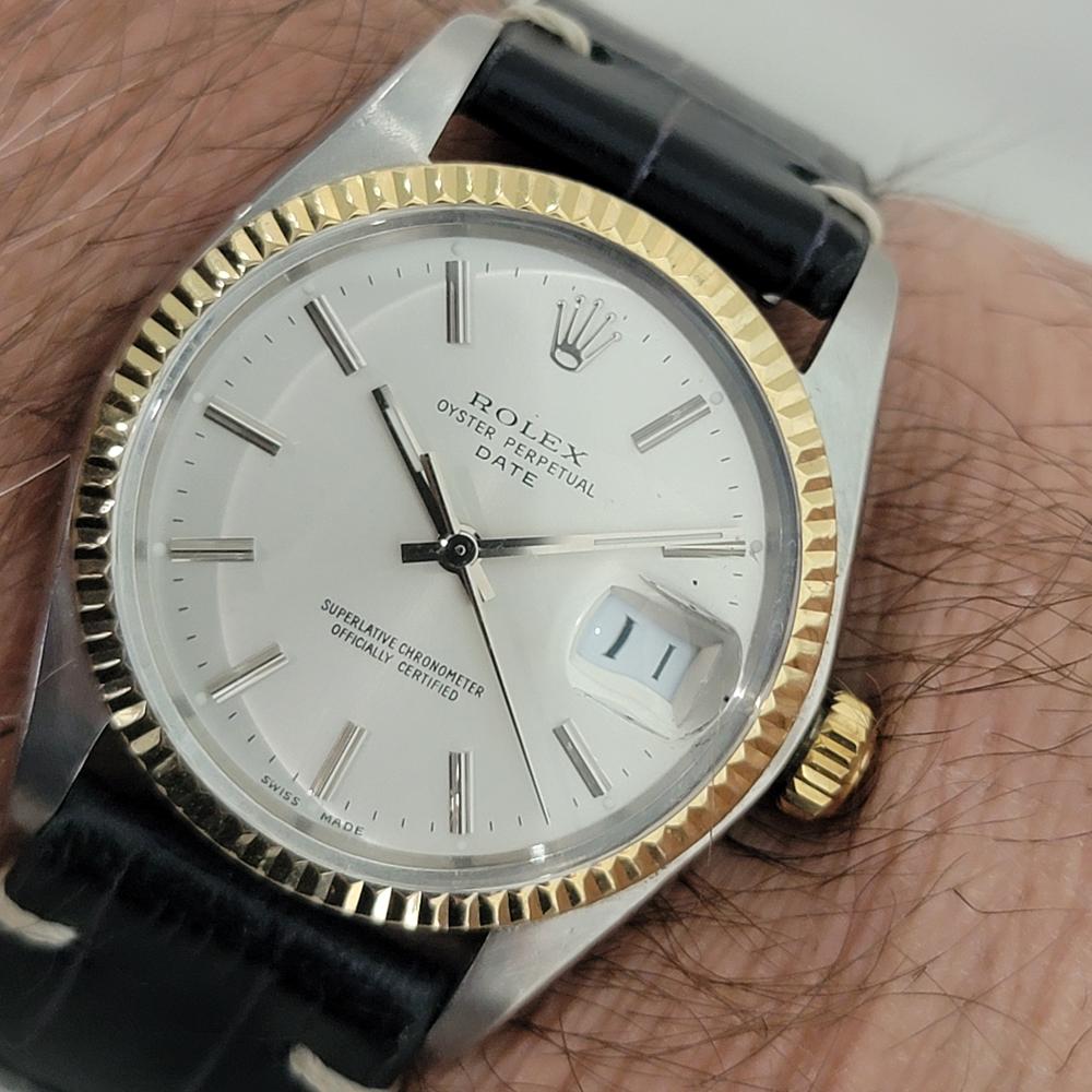 Mens Rolex Oyster Perpetual Date 1500 35mm 14k SS Automatic 1970s Vintage RA448B en venta 9