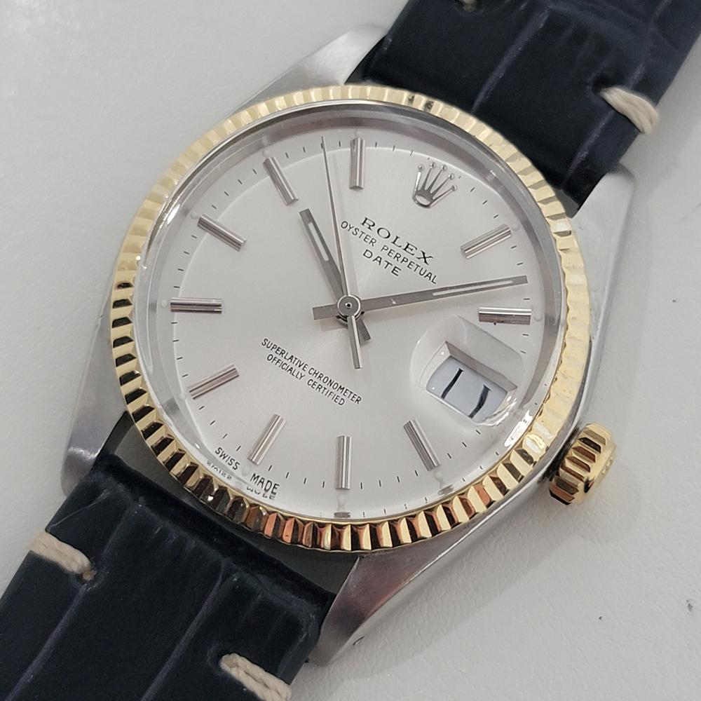 De los hombres Mens Rolex Oyster Perpetual Date 1500 35mm 14k SS Automatic 1970s Vintage RA448B en venta
