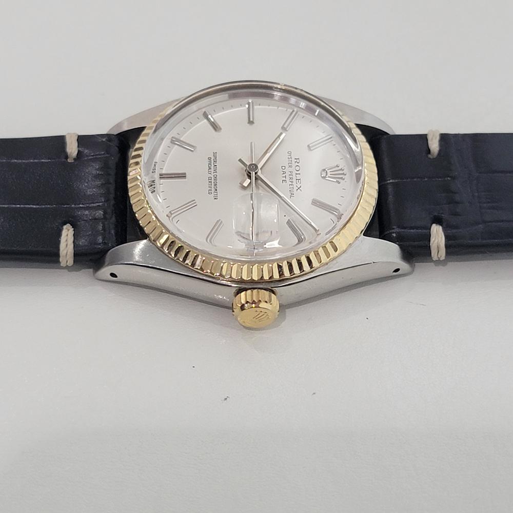 Mens Rolex Oyster Perpetual Date 1500 35mm 14k SS Automatic 1970s Vintage RA448B en venta 1