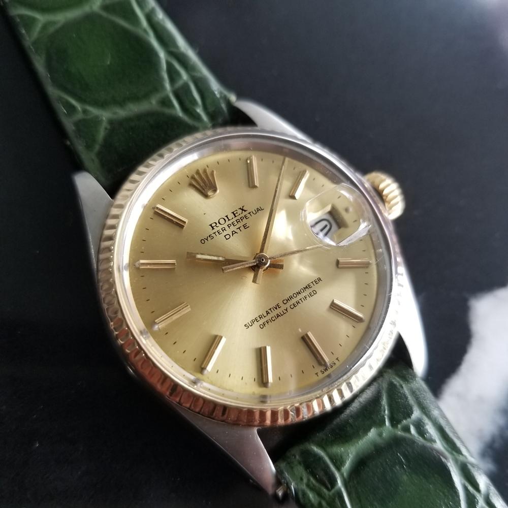 Men's Rolex Oyster Perpetual Date 1500 18k & ss Automatic, c.1970s RA147 In Excellent Condition In Beverly Hills, CA
