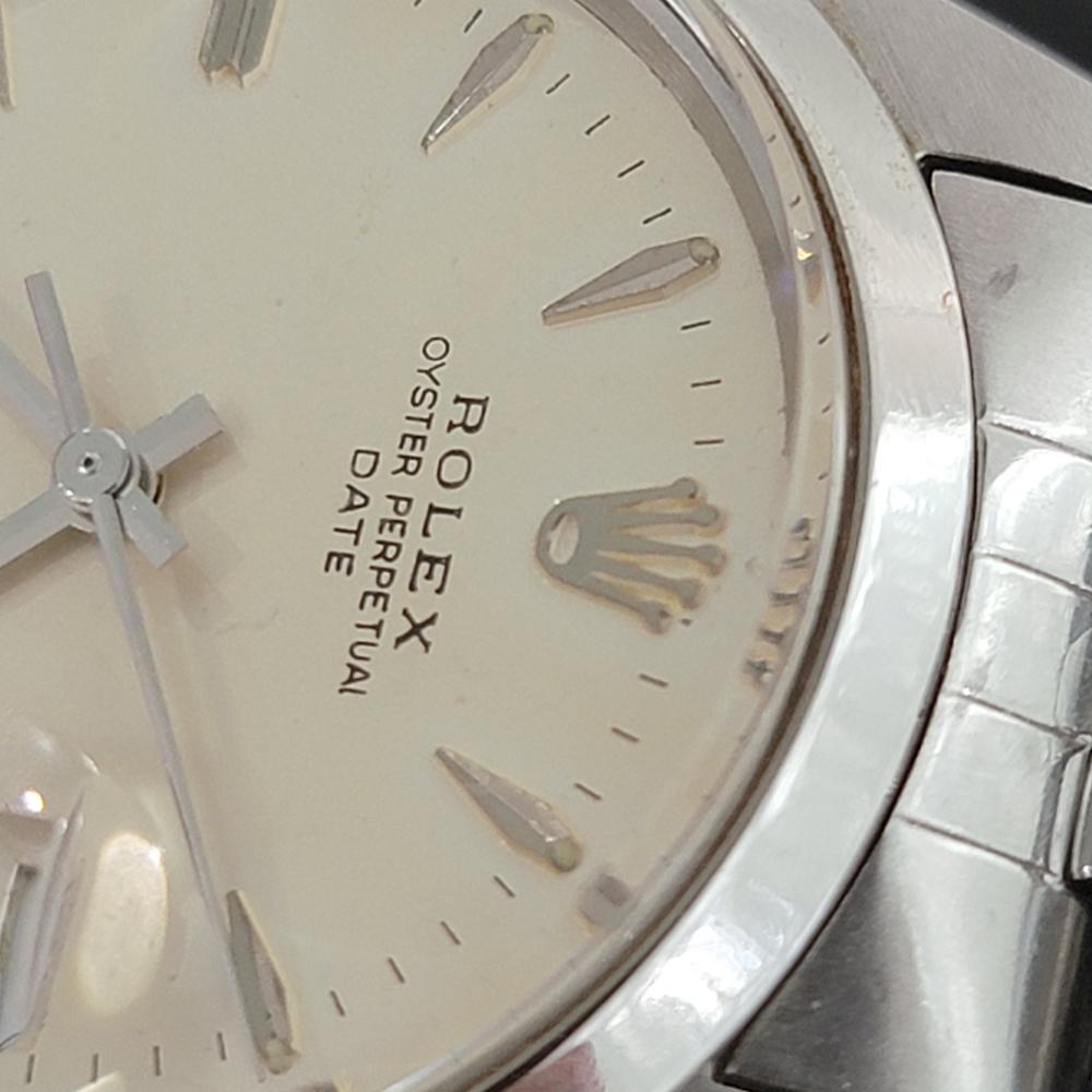 Mens Rolex Oyster Perpetual Date 1500 Automatic 1960s Vintage RA203 In Excellent Condition In Beverly Hills, CA