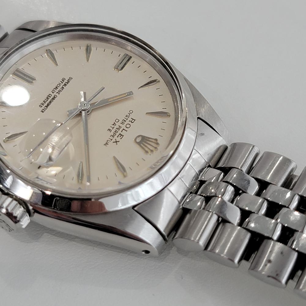 Mens Rolex Oyster Perpetual Date 1500 Automatic 1960s Vintage Swiss RA203 In Excellent Condition In Beverly Hills, CA