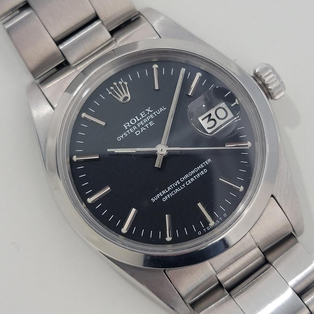 Mens Rolex Oyster Perpetual Date 1500 35mm Automatic 1970s All Original NA137 In Excellent Condition In Beverly Hills, CA