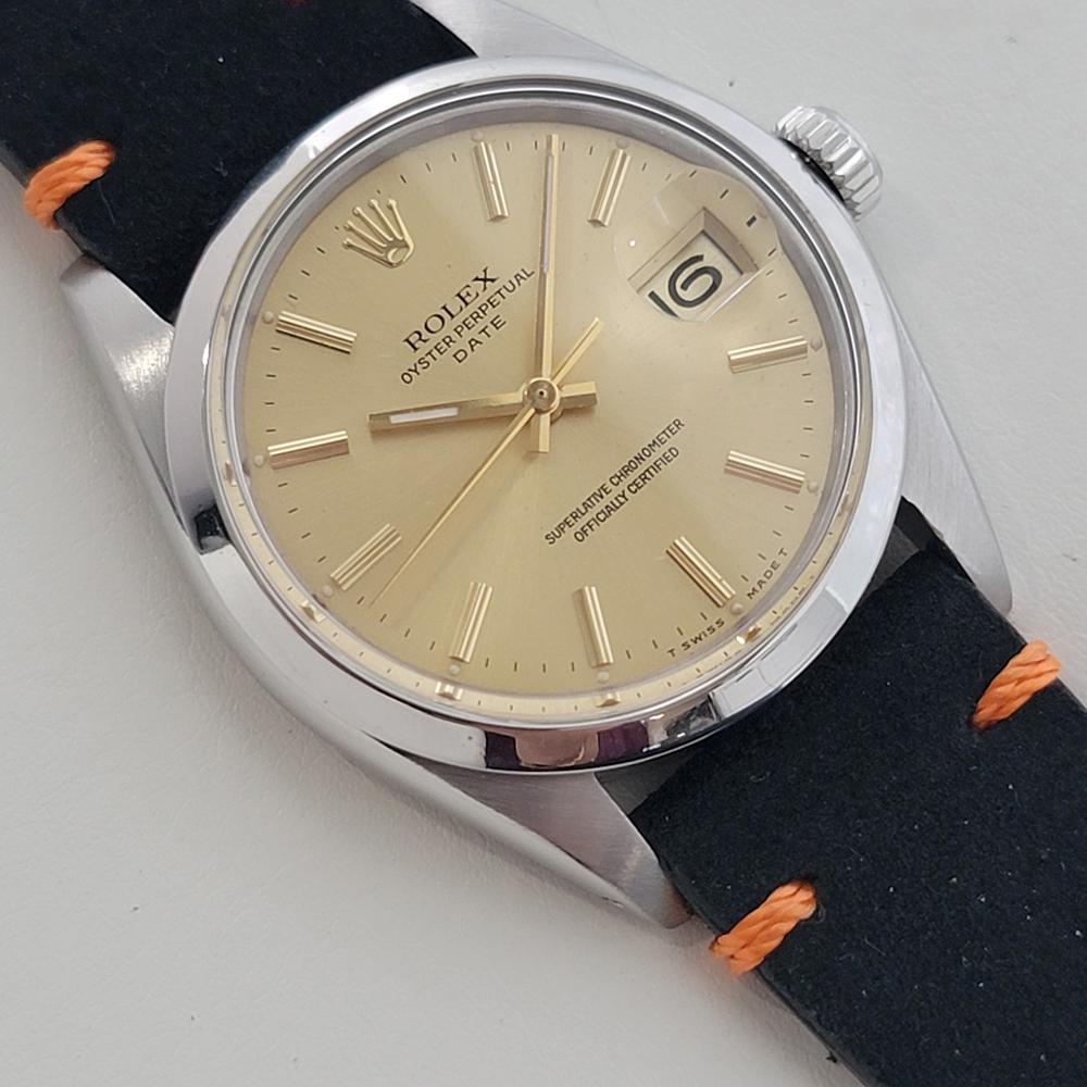 Mens Rolex Oyster Perpetual Date 1500 35mm Automatic 1970s Swiss Vintage RA495B en Excelente Estado en Beverly Hills, CA