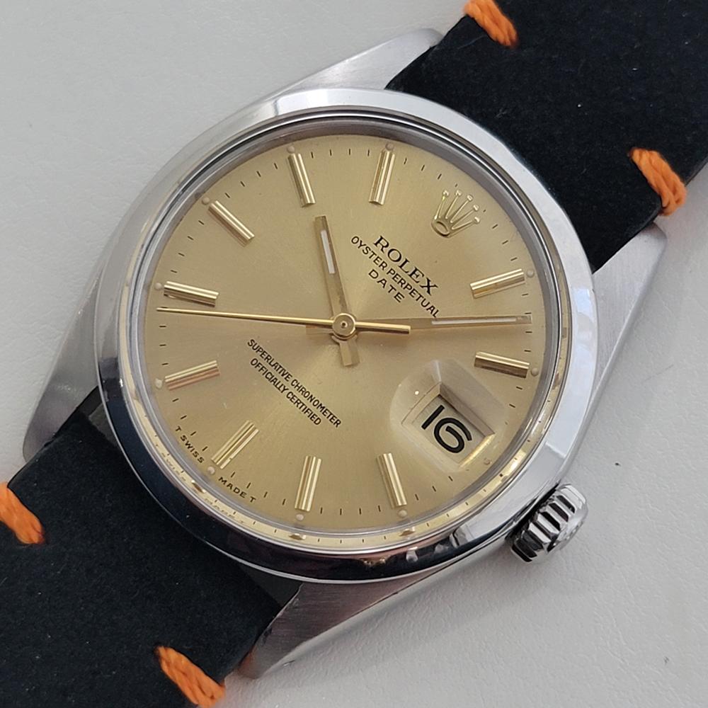 De los hombres Mens Rolex Oyster Perpetual Date 1500 35mm Automatic 1970s Swiss Vintage RA495B