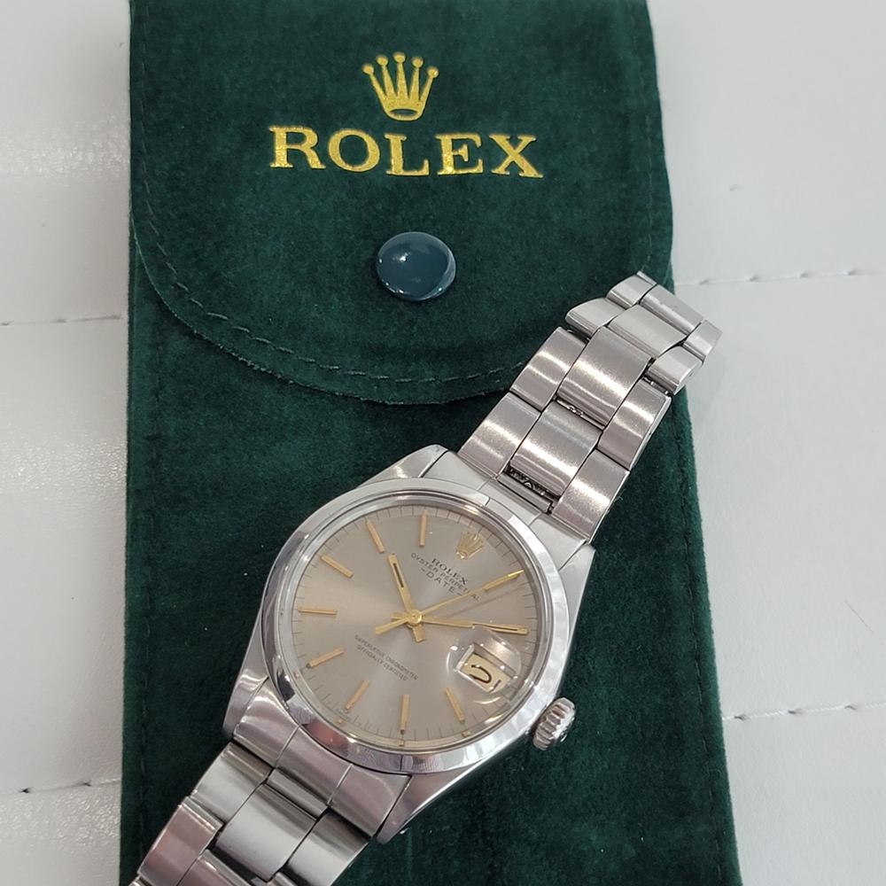 Rolex Oyster Perpetual Date 1500 35 mm automatique des années 1970 avec pochette Rolex RA190 9