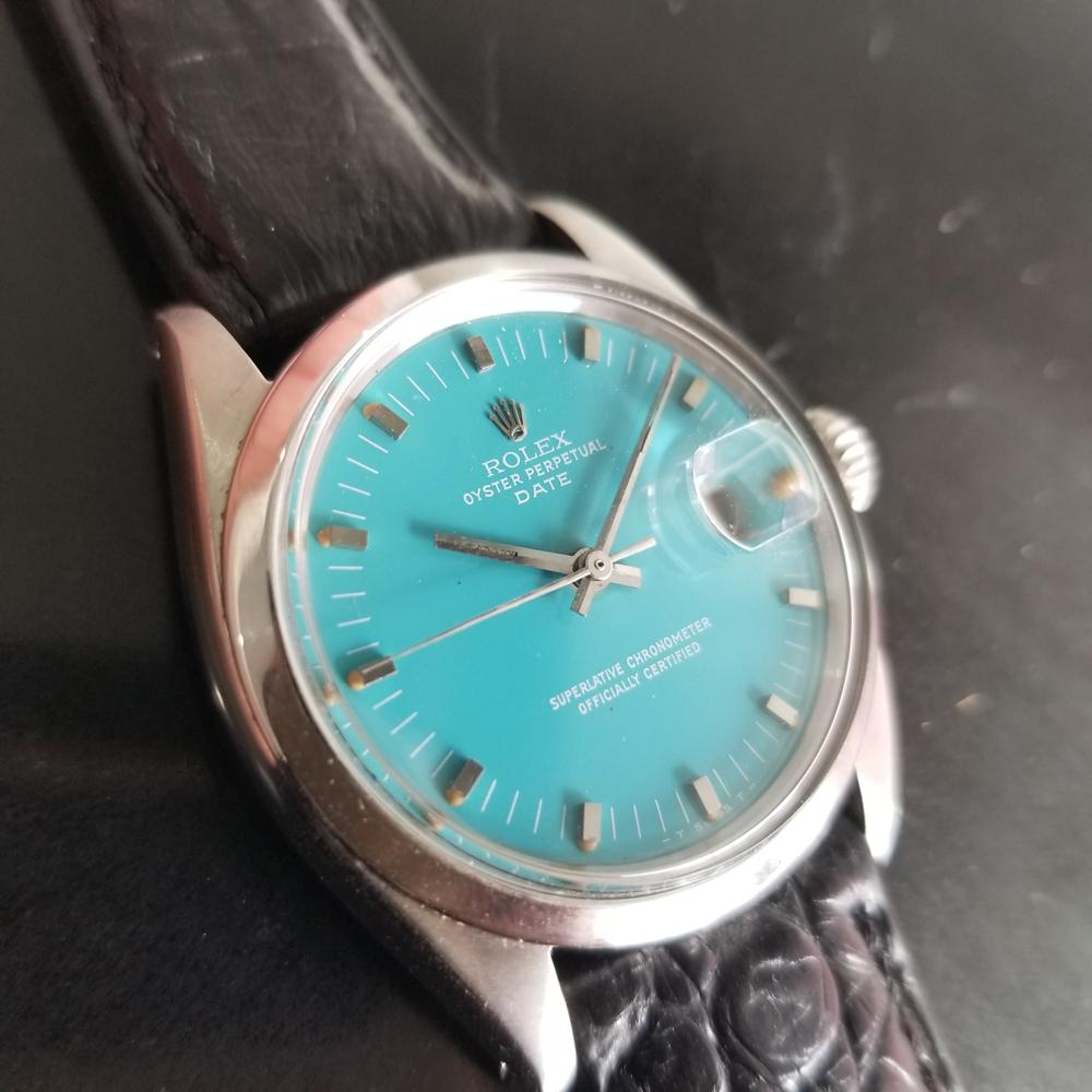 Herren''s Rolex Oyster Perpetual Date 1500 Automatik, ca. 1960er Jahre Vintage RA112BLK im Zustand „Hervorragend“ in Beverly Hills, CA