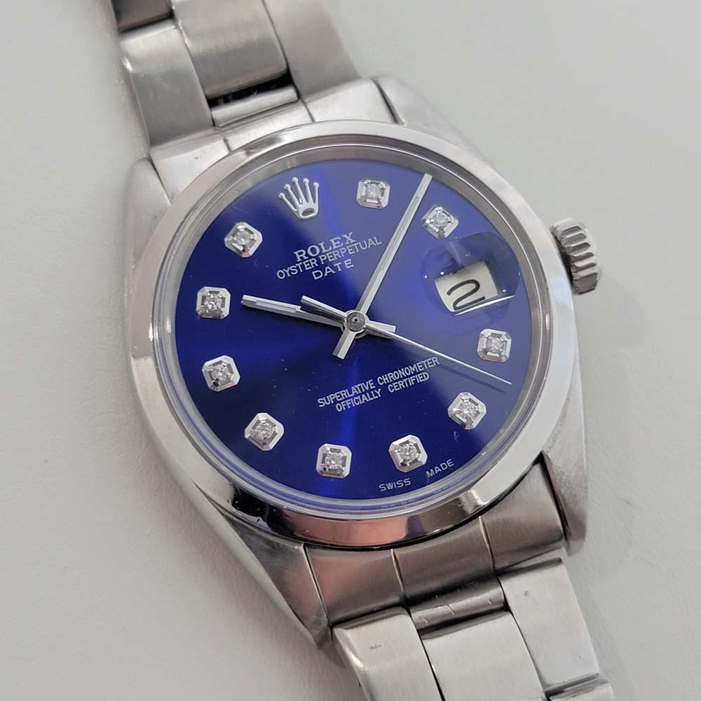 Mens Rolex Oyster Perpetual Date 1500 Automatic Diamond Dial 1970s RA306 In Excellent Condition In Beverly Hills, CA