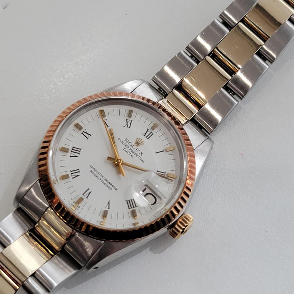 Men's Mens Rolex Oyster Perpetual Date 1500 Gold ss Automatic 1970s Swiss RA164 For Sale