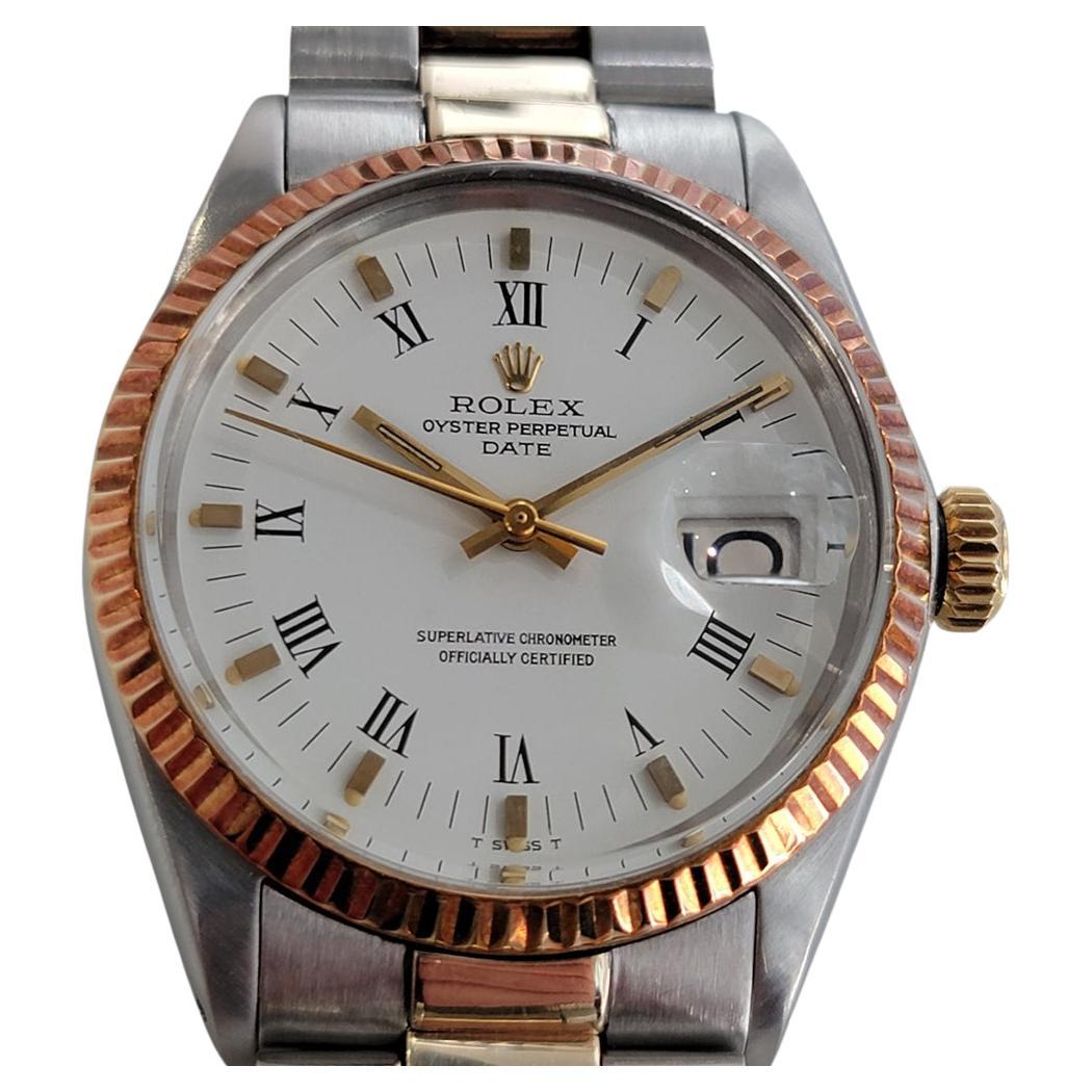 Mens Rolex Oyster Perpetual Date 1500 Gold ss Automatic 1970s Swiss RA164 For Sale