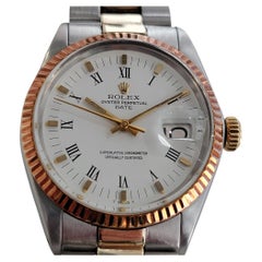 Retro Mens Rolex Oyster Perpetual Date 1500 Gold ss Automatic 1970s Swiss RA164
