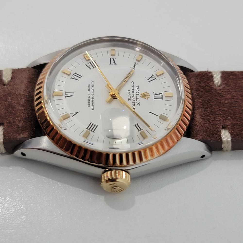 Mens Rolex Oyster Perpetual Date 1500 Gold ss Automatic 1970s Swiss RA164B For Sale 1