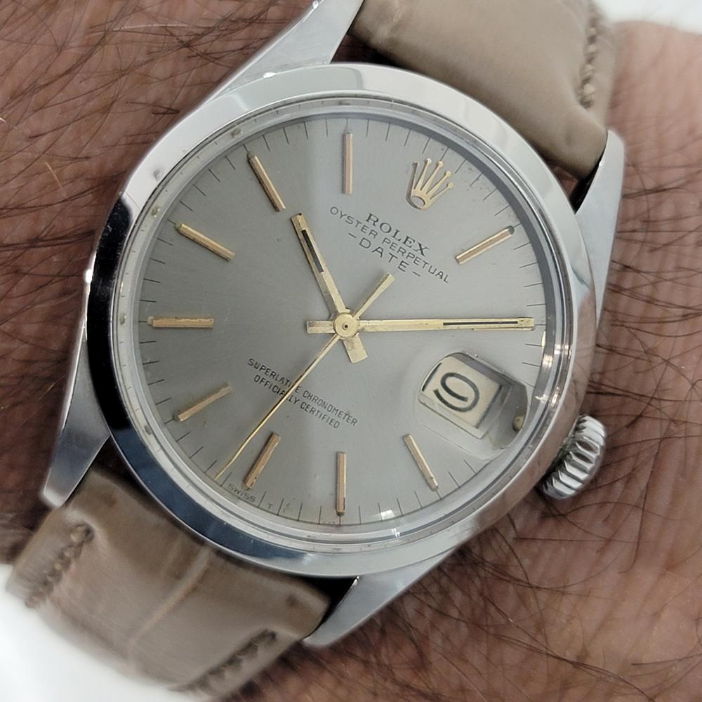 Mens Rolex Oyster Perpetual Date 1500 Automatic 1970s w Rolex Pouch RA190T For Sale 8