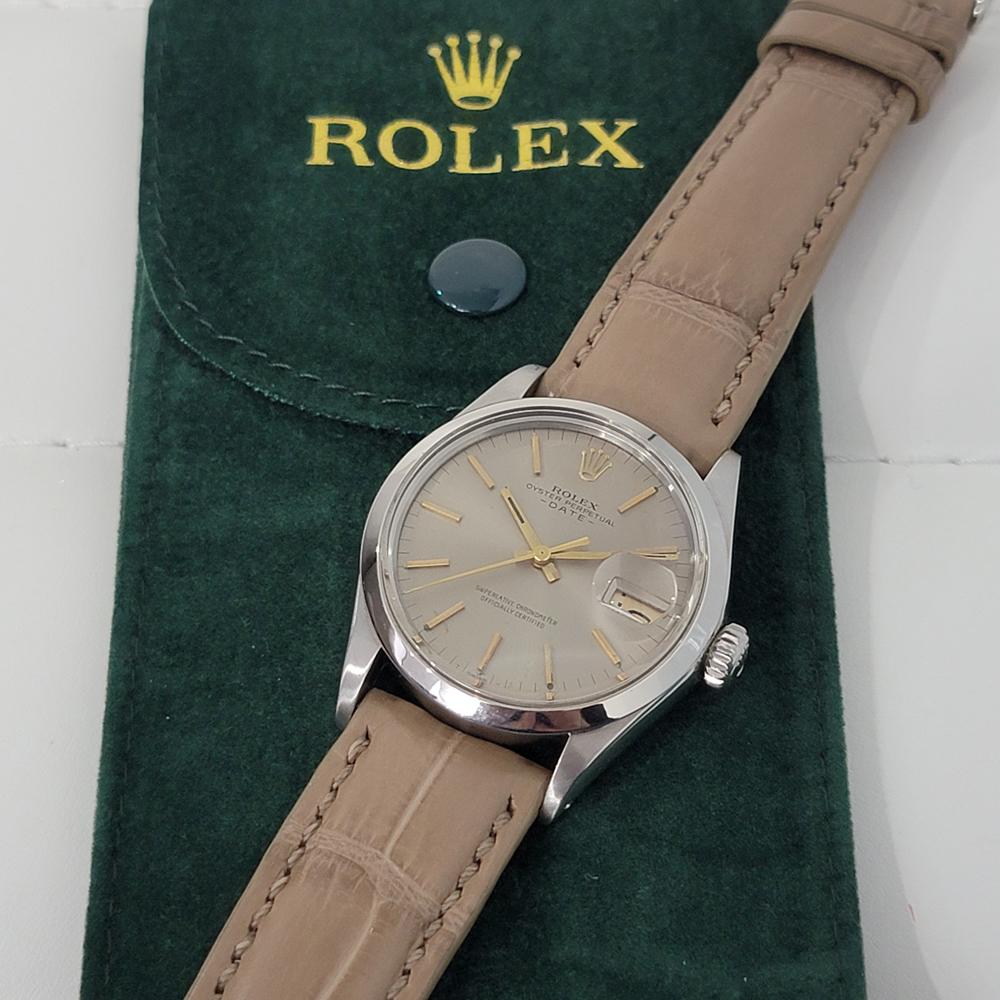 Mens Rolex Oyster Perpetual Date 1500 Automatic 1970s w Rolex Pouch RA190T For Sale 9