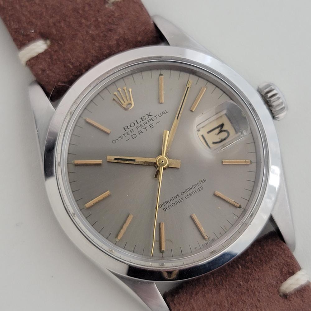 Rolex Oyster Perpetual Date 1500 Automatic 1970s con astuccio Rolex RA190T In condizioni ottime in vendita a Beverly Hills, CA