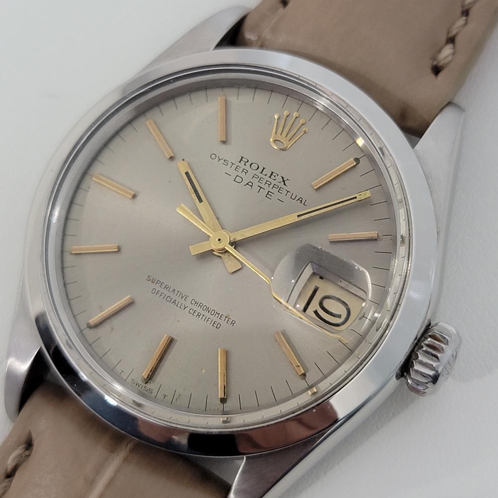 Men's Mens Rolex Oyster Perpetual Date 1500 Automatic 1970s w Rolex Pouch RA190T For Sale