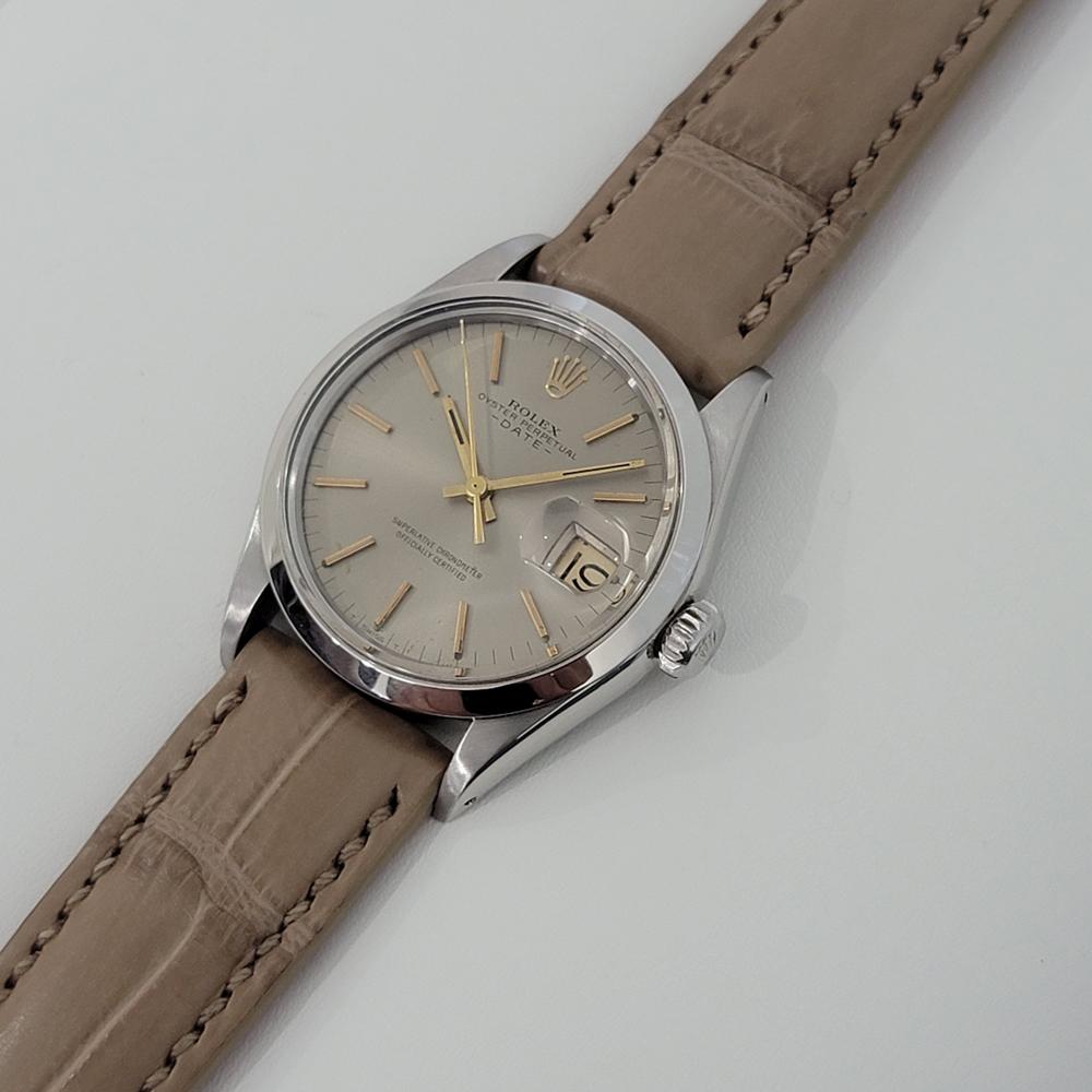Mens Rolex Oyster Perpetual Date 1500 Automatic 1970s w Rolex Pouch RA190T For Sale 1