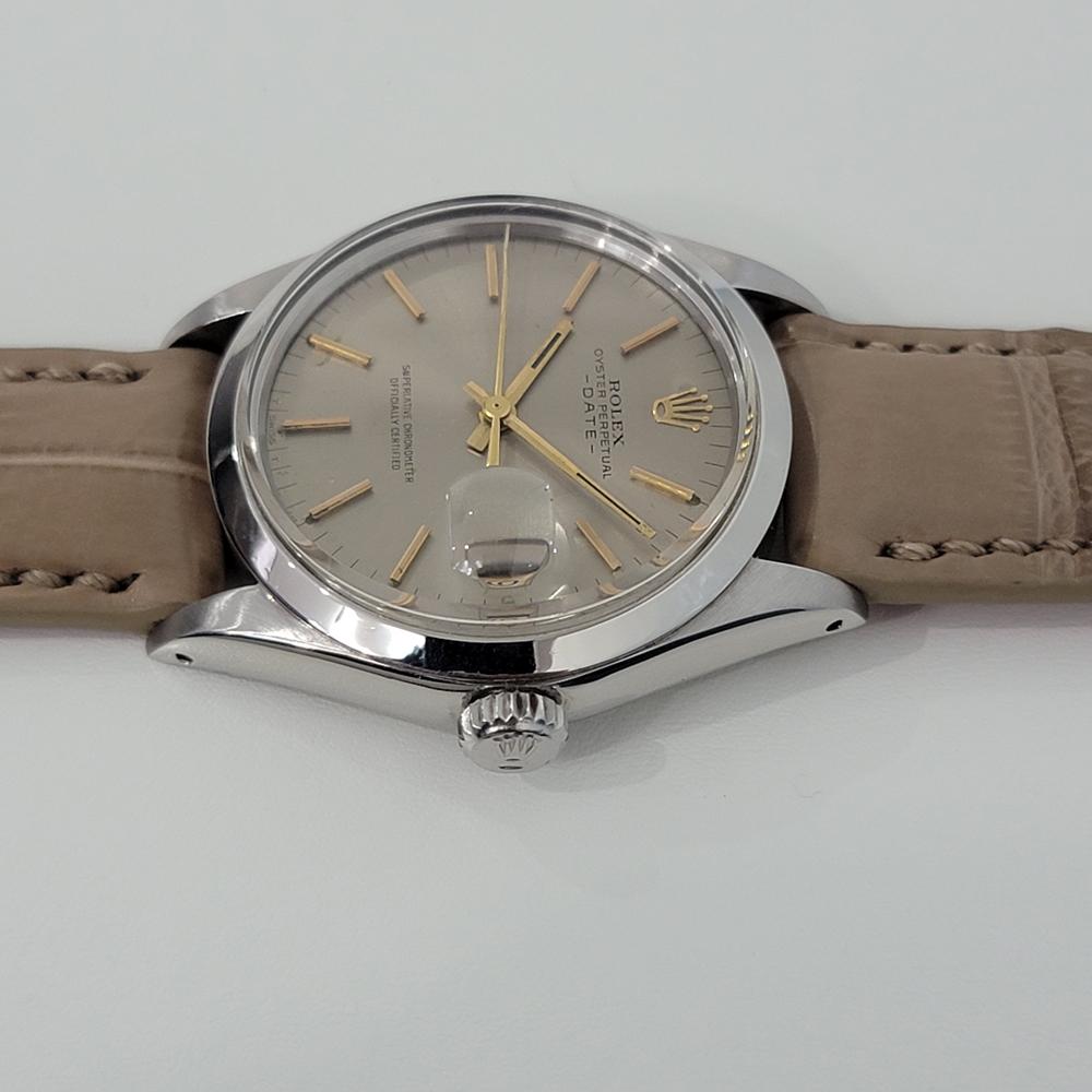 Mens Rolex Oyster Perpetual Date 1500 Automatic 1970s w Rolex Pouch RA190T For Sale 2