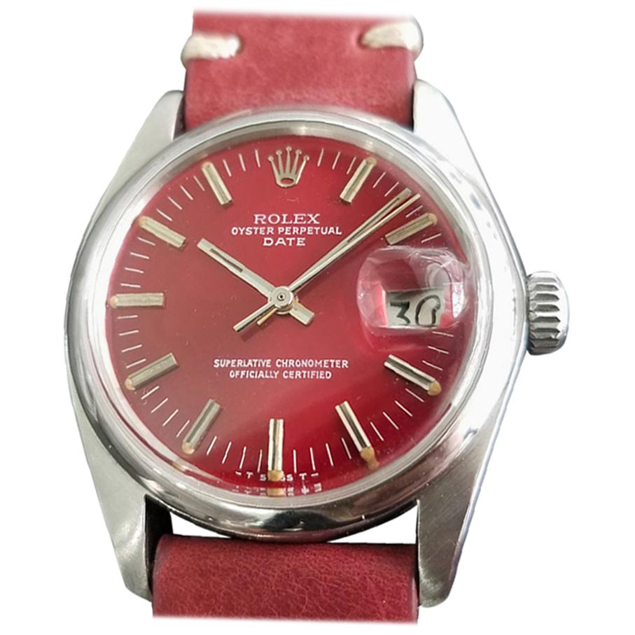 Mens Rolex Oyster Perpetual Date 1500 Automatic, c.1970s Vintage RA113RED