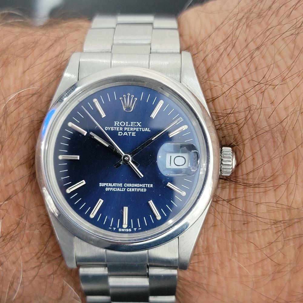 Mens Rolex Oyster Perpetual Date 15000 Automatic Blue Dial 1980s RA167 7