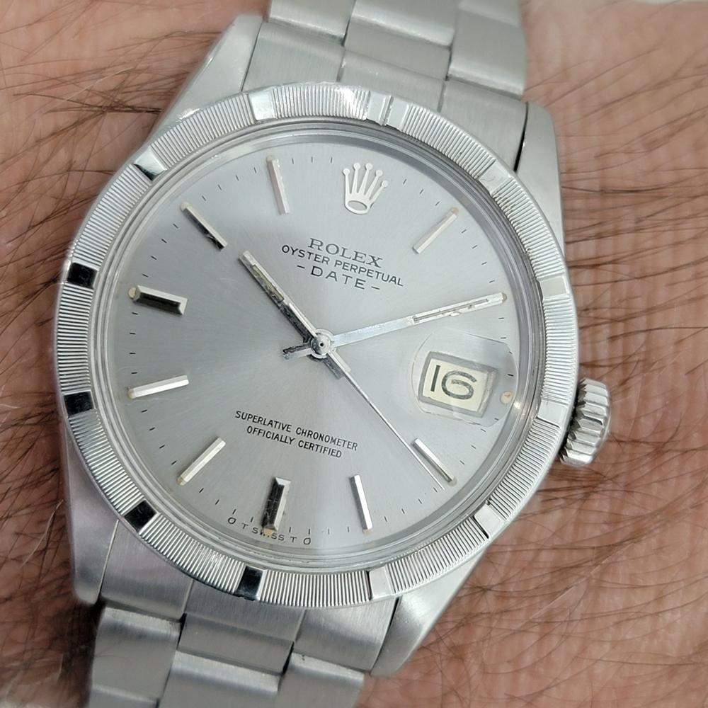 Mens Rolex Oyster Perpetual Date 1501 Automatic w Paper 1970s All Original RA320 For Sale 5