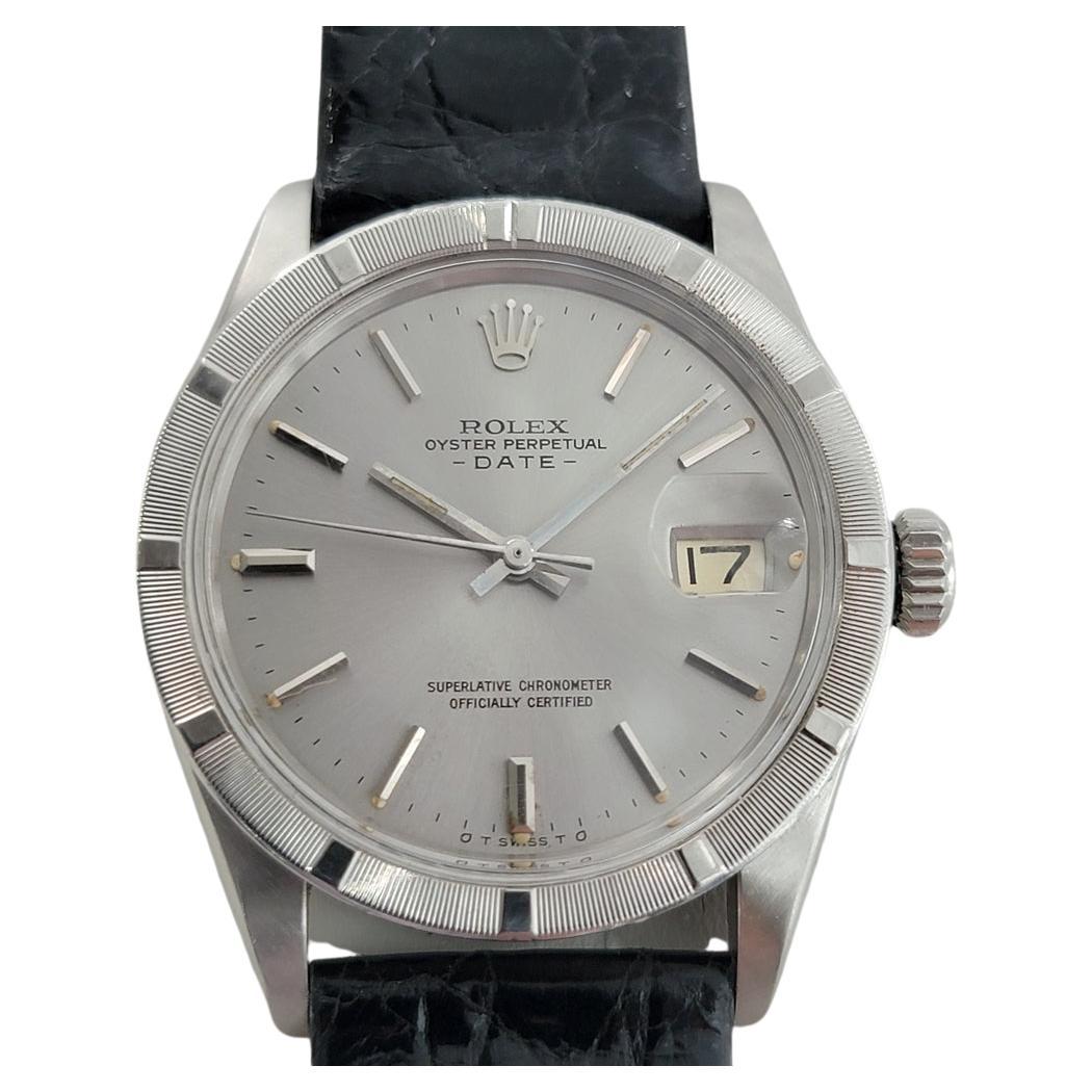 Mens Rolex Oyster Perpetual Date 1501 Automatic with Paper 1970s Vintage RA320B For Sale