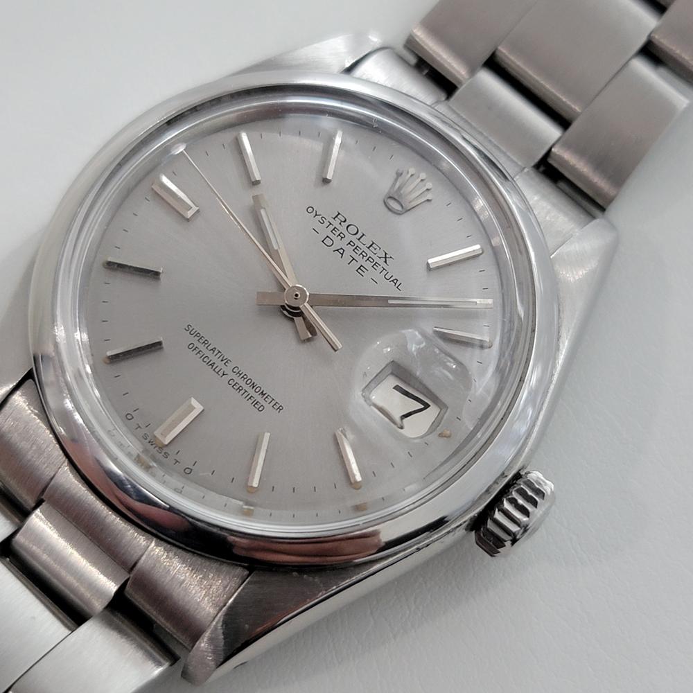 Mens Rolex Oyster Perpetual Date 1501 Automatic with Paper 1970s Swiss RA248 In Excellent Condition In Beverly Hills, CA