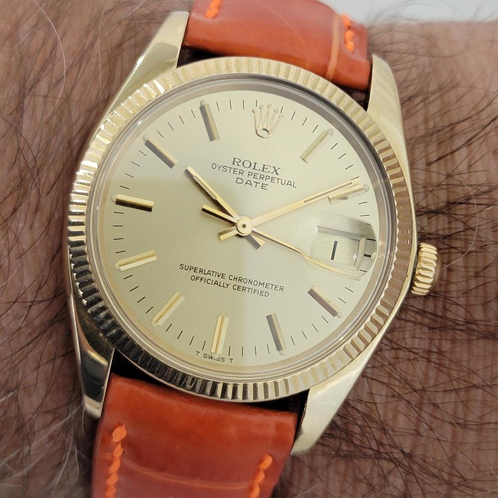 Mens Rolex Oyster Perpetual Date 1503 14k Gold 1970s Swiss Automatic RJC192 For Sale 2