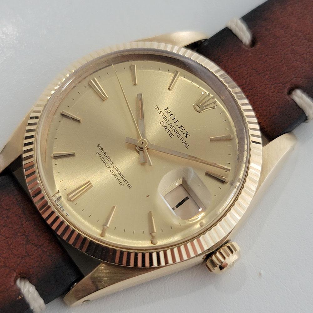 Herren Rolex Oyster Perpetual Date 1503 14k Gold Automatik 1960er Jahre Vintage RA347B im Angebot 2