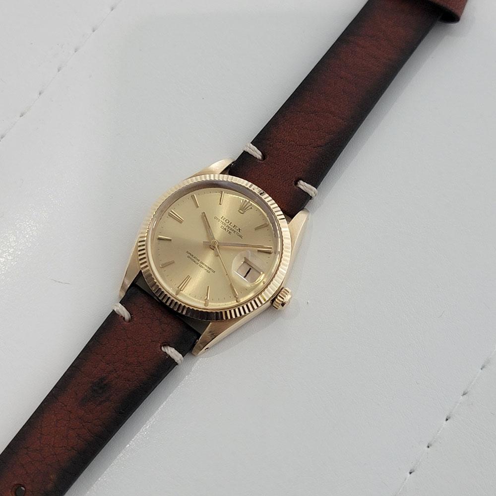 Herren Rolex Oyster Perpetual Date 1503 14k Gold Automatik 1960er Jahre Vintage RA347B im Angebot 4