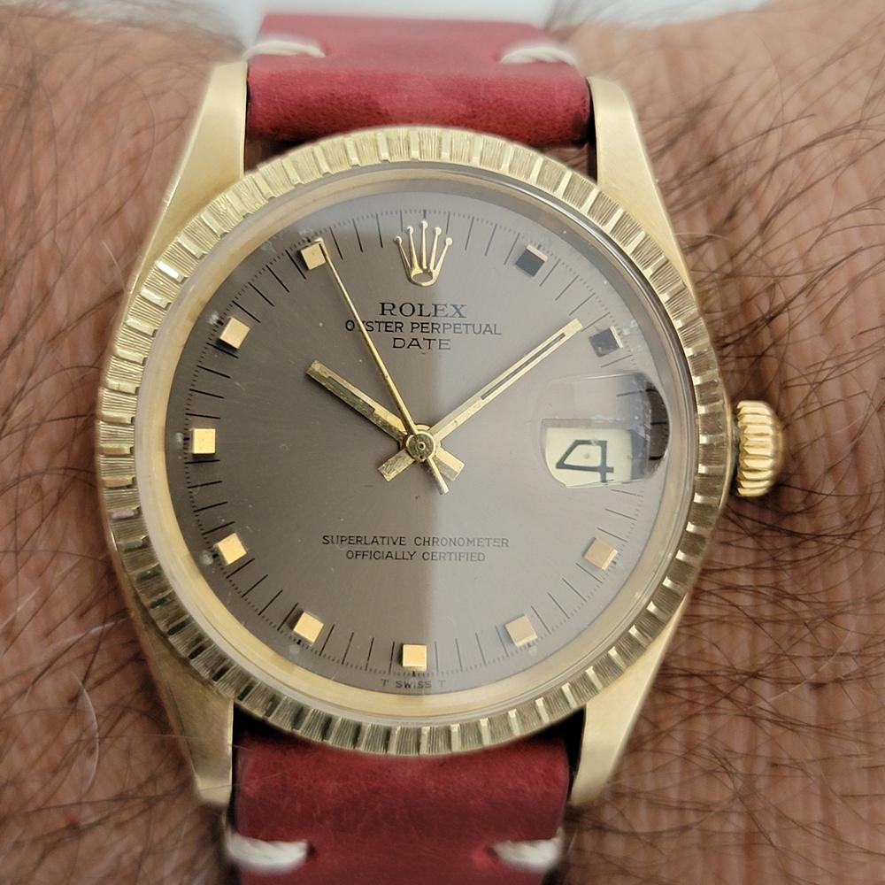 Mens Rolex Oyster Perpetual Date 1503 14k Solid Gold 1970s Automatic RJC120 For Sale 3
